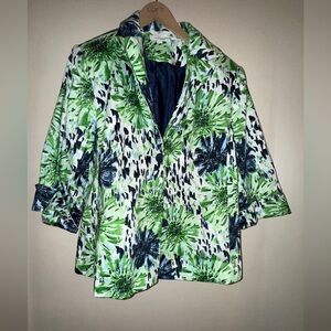 Dressbarn Green and Black Floral Jacket